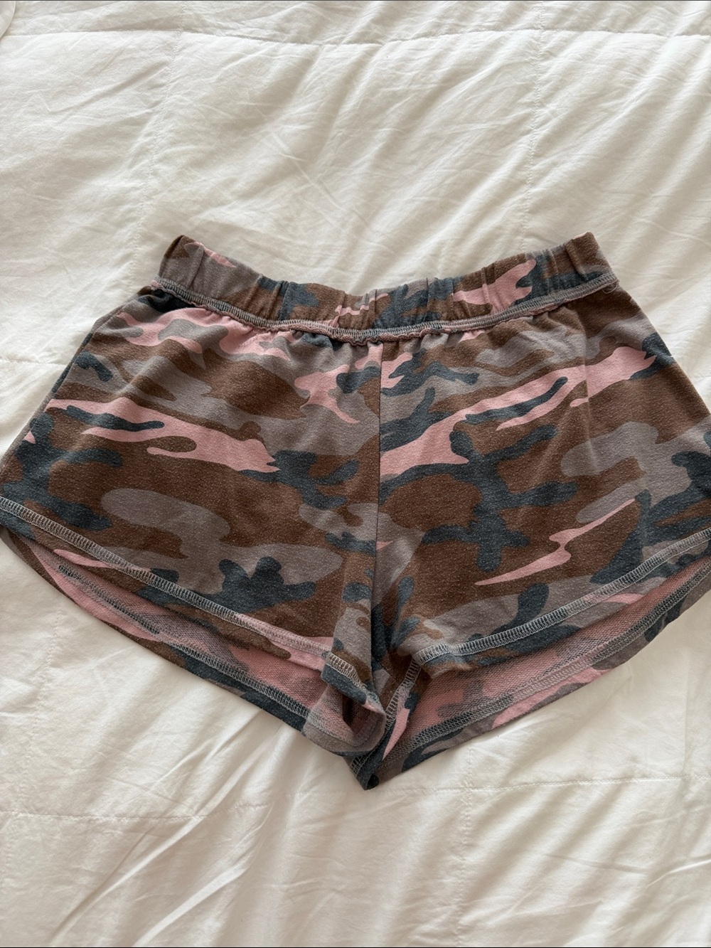 Honey Belle Pink & Brown Camo Athletic Lounge Shorts